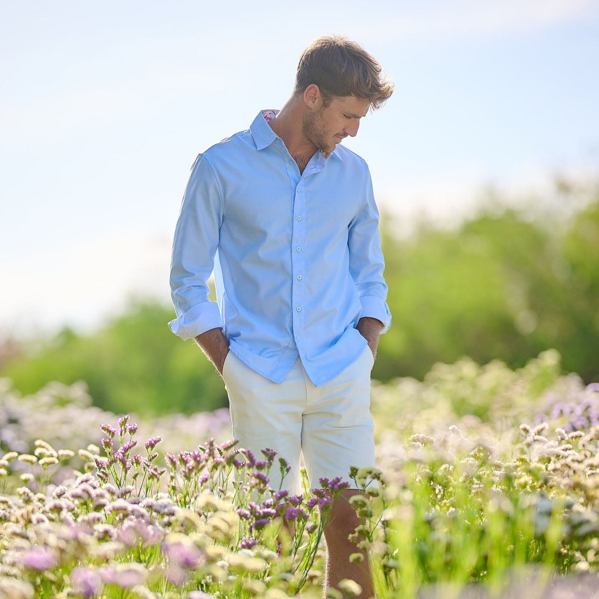 TABS Men's Button Down Casual Shirt - Bluebird