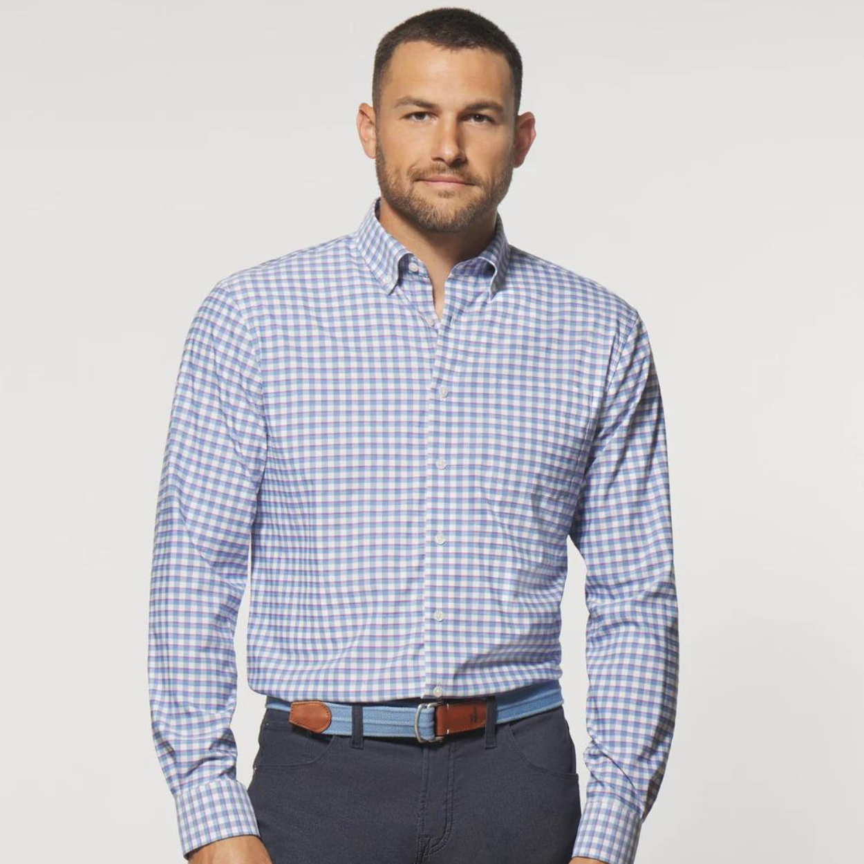 Johnnie-O Mead Performance Button Up Shirt - Navy