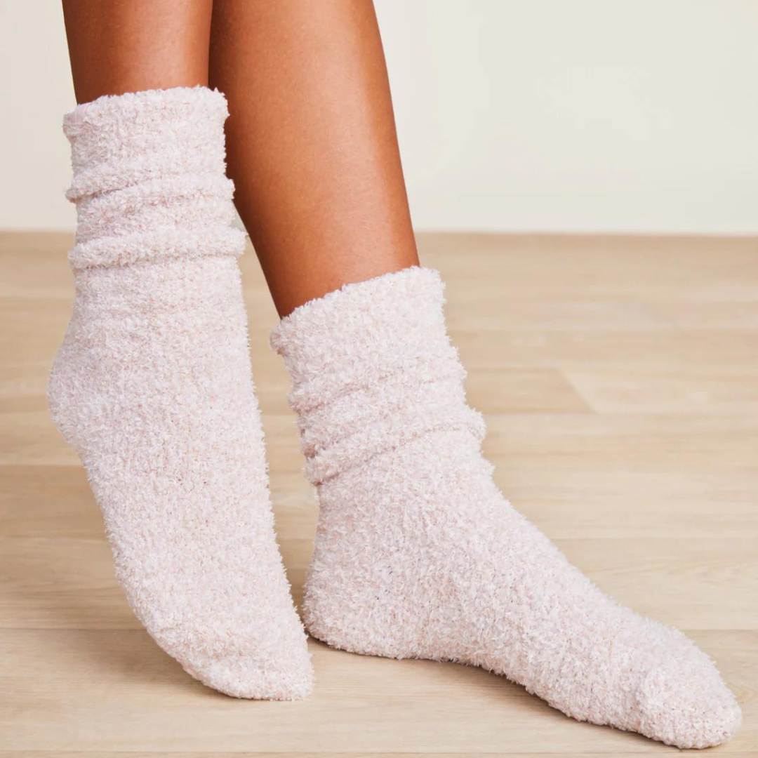 Barefoot Dreams Heathered Women's Socks - Dusty Rose/White