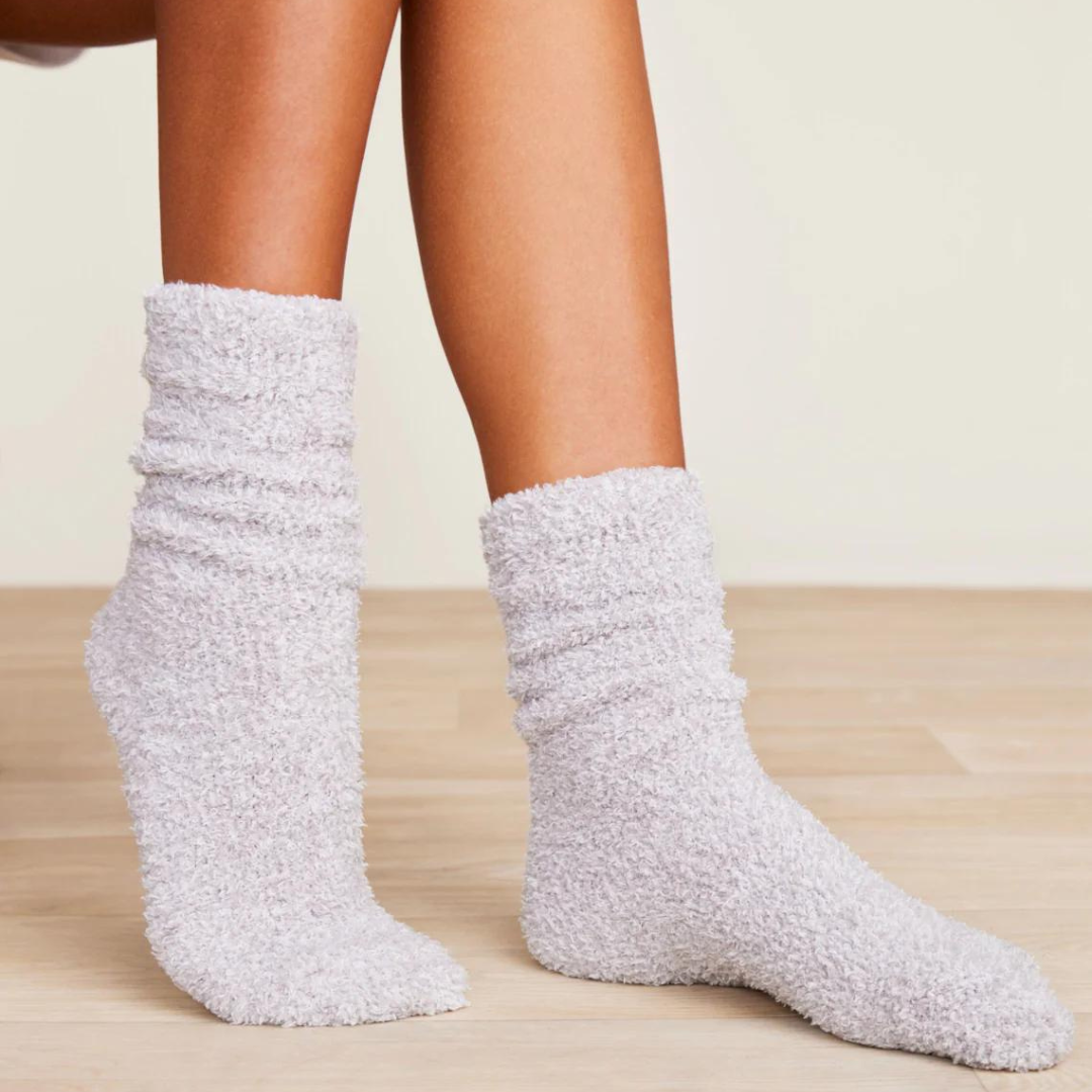 Barefoot Dreams Heathered Women's Socks - Oyster/White