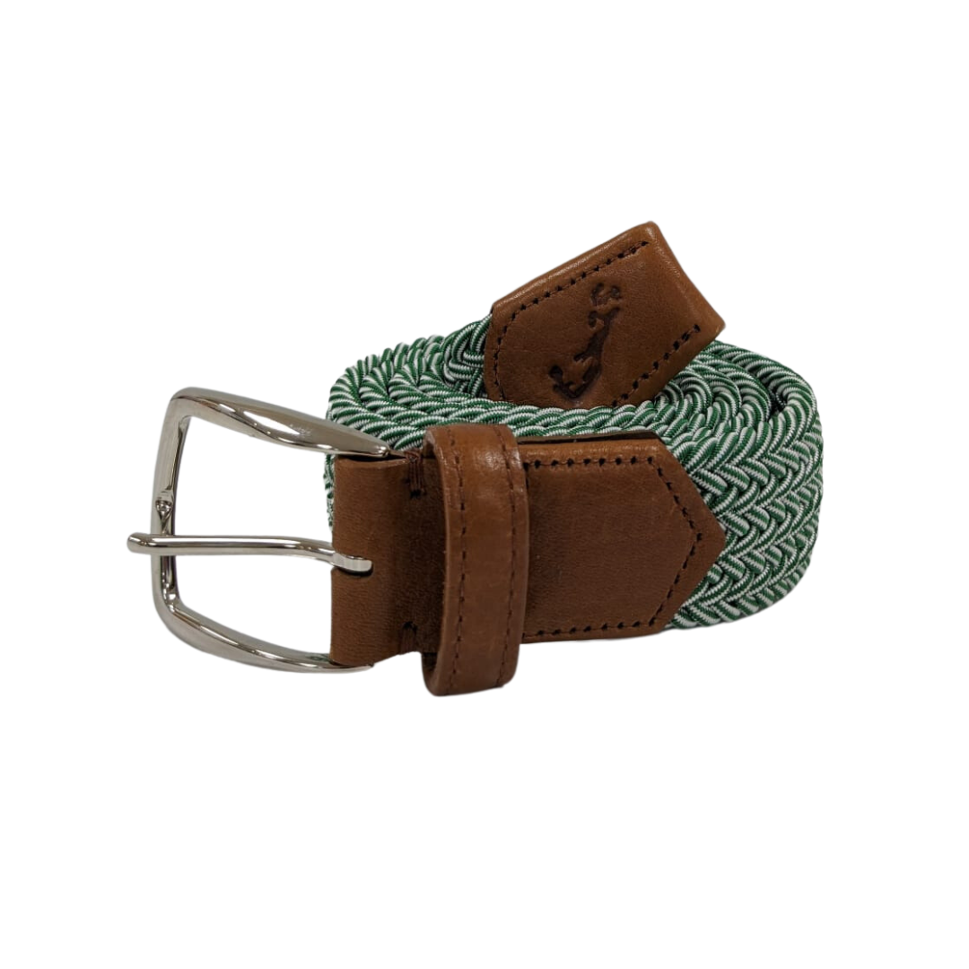 F. H. Wadsworth Elastic Stretch Belt - Green & White