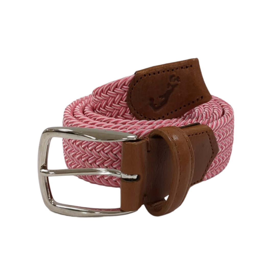 F. H. Wadsworth Elastic Stretch Belt - Pink & White