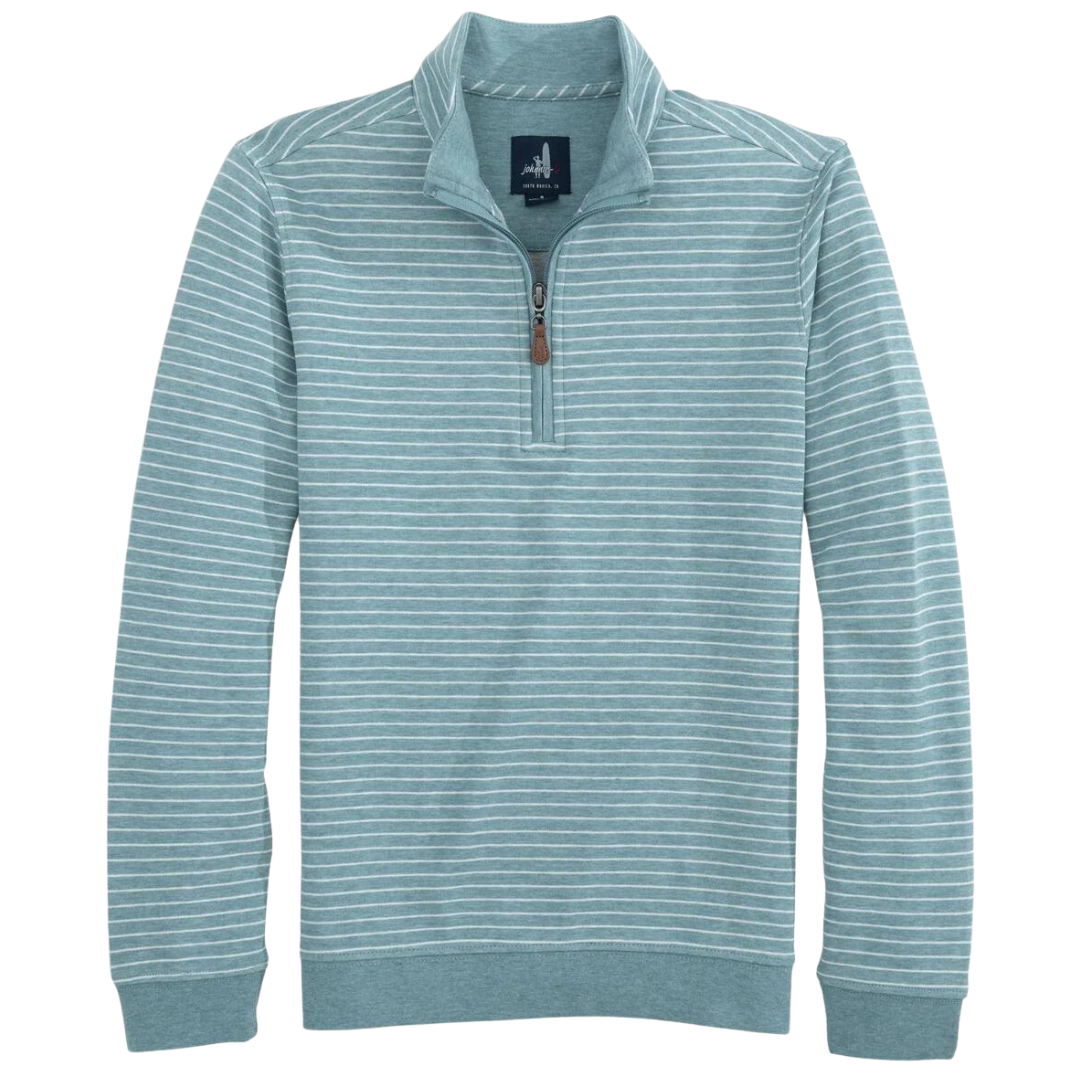 Johnnie-O Skiles Striped Jr. 1/4 Zip Pullover - Baltic