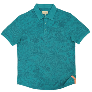 Men's Cotton Polo - Blue Iguana Spring Print