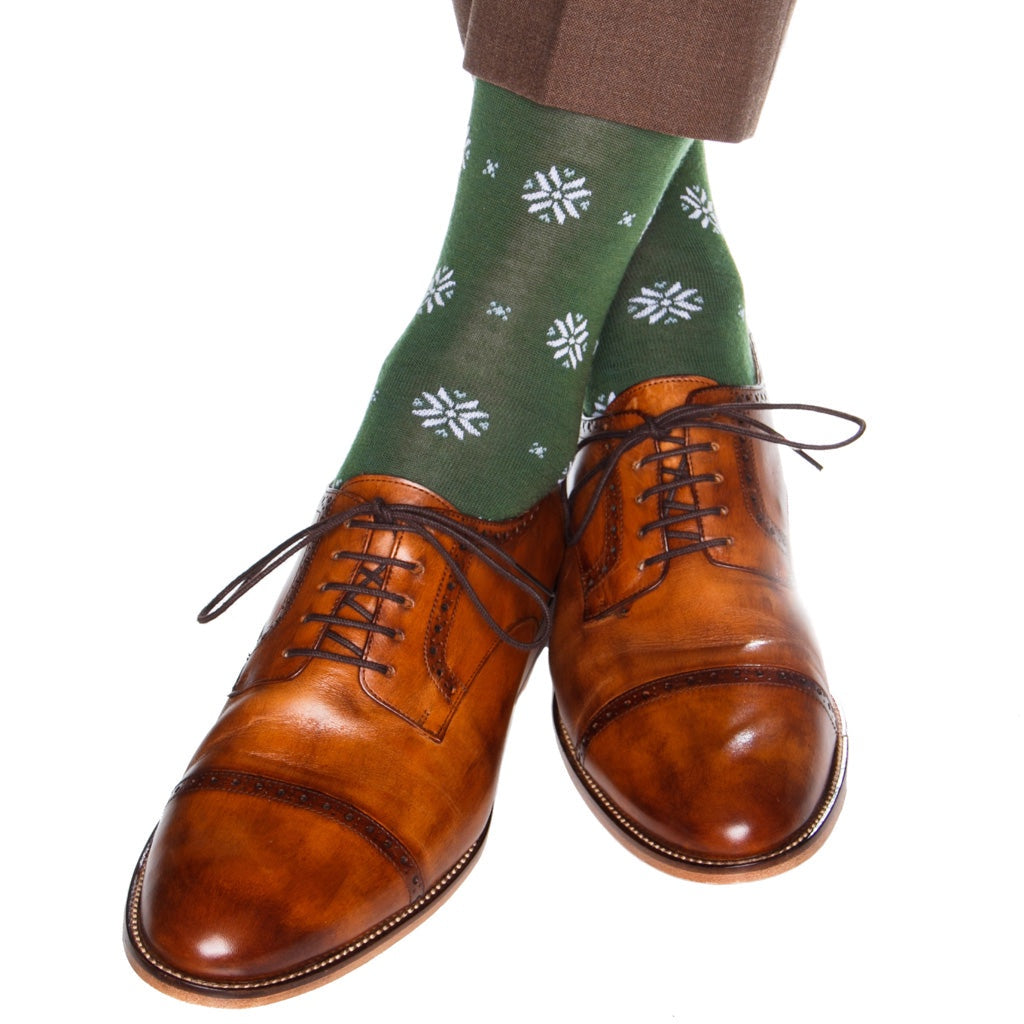 Dapper Classics Socks - Green Snowflake